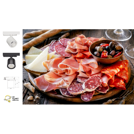 Hyrwell Shopy Rail Spot für Pink Meat Beleuchtung 36 Watt 2300 Kelvin - Ideal zur Präsentation von Fleischprodukten