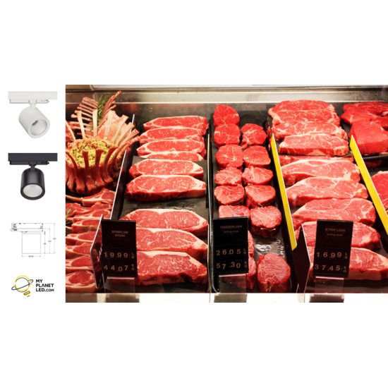 Hyrwell Shopy iluminación de riel para carne roja 36 Watt 1900 Kelvin - Ideal para resaltar carne roja fresca