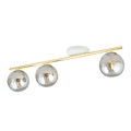 Emibig Emibig Lámpara de techo larga blanca y de latón 3x E14 con bolas de vidrio ahumado - Ideal para crear una atmósfera cálida y elegante