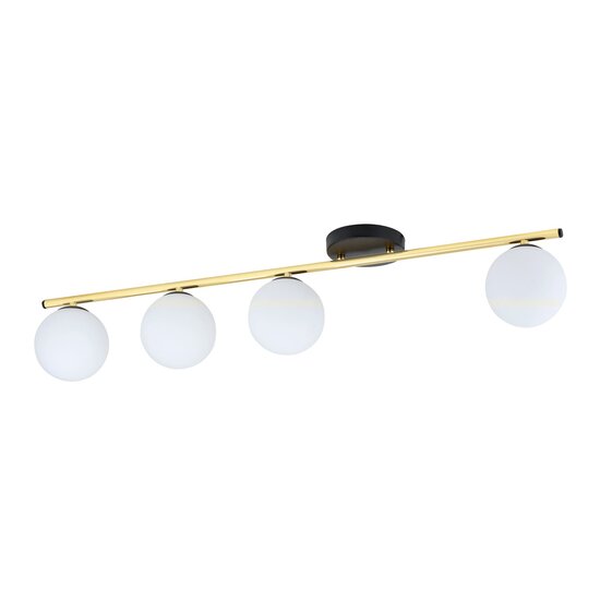 Emibig Emibig Lámpara de techo negra y latón 4x E14 bolas de vidrio mate - Perfecta para una iluminación elegante en cualquier espacio