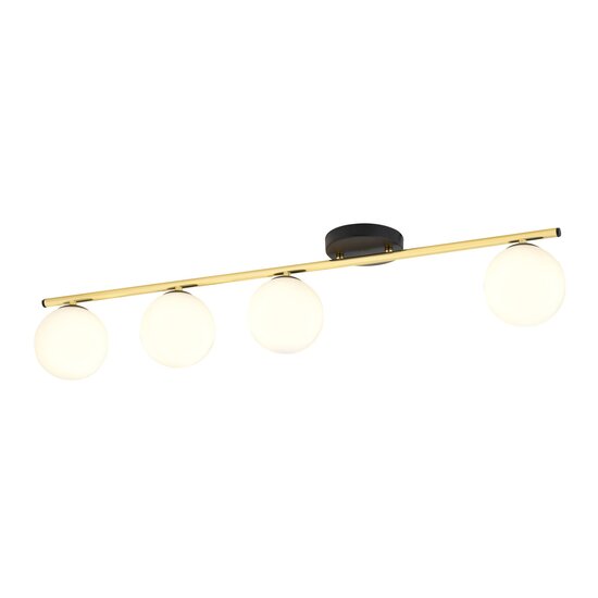 Emibig Emibig Black and brass 4x E14 ceiling lamp glass matt white balls - Perfect for stylish lighting in any space