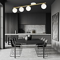 Emibig Emibig Plafonnier blanc et laiton 4x E14 avec boules en verre mat blanches - Solution d'éclairage élégante pour intérieurs modernes