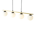 Emibig Emibig Lámpara colgante larga negra y de latón 4x E14 bombillas de vidrio esmerilado - Ideal para interiores elegantes