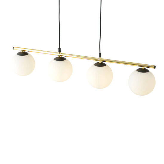 Emibig Emibig Lámpara colgante larga negra y de latón 4x E14 bombillas de vidrio esmerilado - Ideal para interiores elegantes