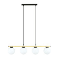 Emibig Emibig Longue lampe suspendue noire et laiton 4x E14 ampoules en verre dépoli - Idéale pour des intérieurs élégants