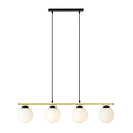 Emibig Emibig Longue lampe suspendue noire et laiton 4x E14 ampoules en verre dépoli - Idéale pour des intérieurs élégants
