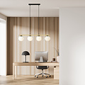 Emibig Emibig Longue lampe suspendue noire et laiton 4x E14 ampoules en verre dépoli - Idéale pour des intérieurs élégants
