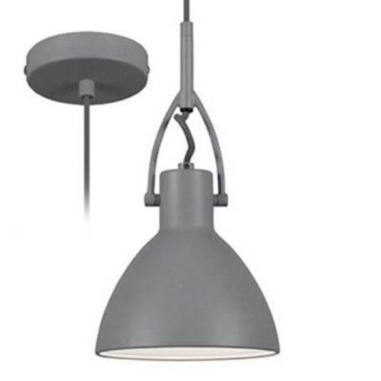 Indigo CID hanglamp betonlook, conisch stalen kap 160mm, E27 fitting, grijs mat/zilver, excl. lichtbron