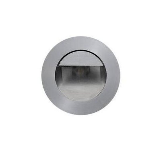 Indigo recessed wall light, LED, round, stainless steel 304, grey/silver, Ø92mm, depth 64mm, 1W, 56 lumen, 3000K warm white, non-dimmable