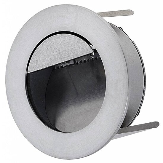 Aplique de pared Indigo, LED, empotrable, redondo, acero inoxidable 304, gris/plata, Ø92mm, profundidad 64mm, 1W, 56 lúmenes, 3000K blanco cálido
