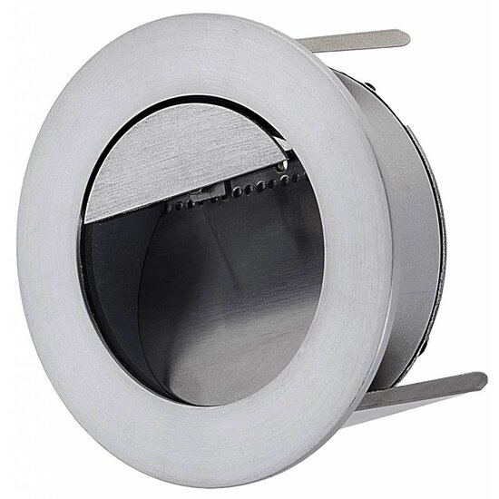 Indigo recessed wall light, LED, round, stainless steel 304, grey/silver, Ø92mm, depth 64mm, 1W, 56 lumen, 3000K warm white, non-dimmable