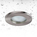 Downlight redondo con portalámparas GU10, IP65 estanco, carcasa de aluminio cromado, diámetro 82mm, altura 139mm, bombilla no incluida