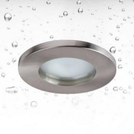 Downlight redondo con portalámparas GU10, IP65 estanco, carcasa de aluminio cromado, diámetro 82mm, altura 139mm, bombilla no incluida