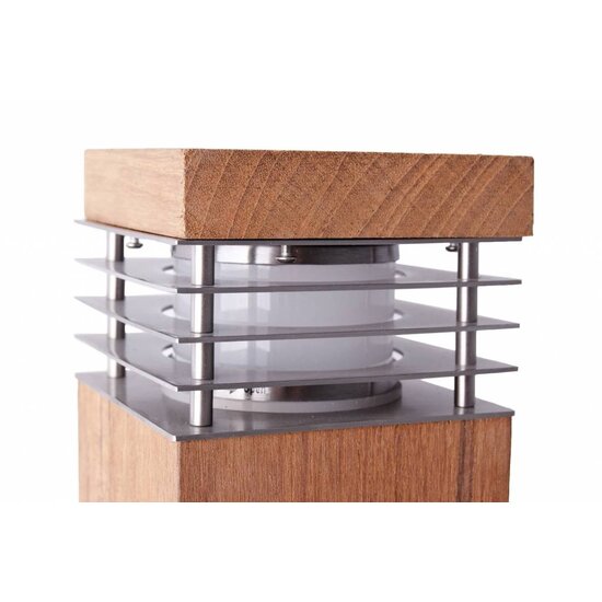 Indigo Windy 3 borne de jardin en teck, 600mm de haut, 100mm de large, IP55, culot E27 (ampoule non incluse)