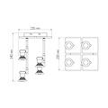 Fantasia X-Base Nubis LED plafondlamp met 4x GU10 5W LED spots, antraciet aluminium afwerking