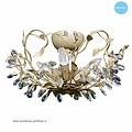 Michelangelo classic ceiling lamp with leaf motif, cream & silver, metal, Ø510mm, height 170mm, 4x E14 (not incl.), IP20