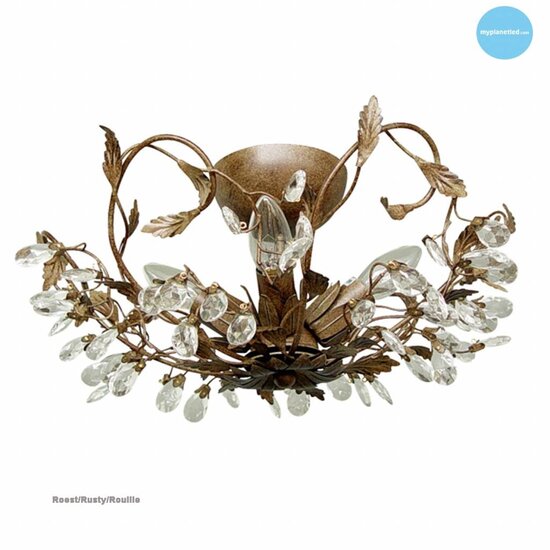 Michelangelo plafón clásico con motivo de hojas, crema & plata, metal, Ø510mm, altura 170mm, 4x E14 (no incl.), IP20