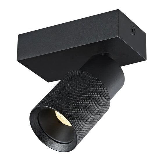 Fantasia Nysal spot in zwart aluminium, 1 lichtpunt met GU10 MR11-fitting, dimbaar en kantelbaar, IP20, lichtbron niet inbegrepen