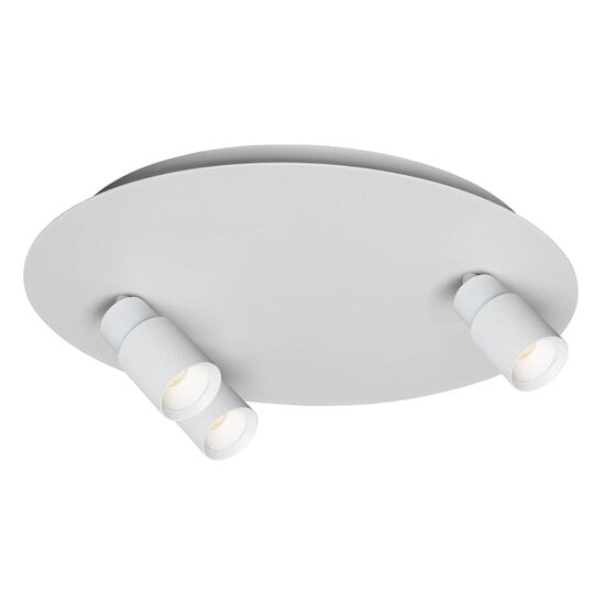 Fantasia Nysal ronde plafondspot in wit aluminium, 3 richtbare GU10-lichtpunten, dimbaar, Ø350 x 117 mm