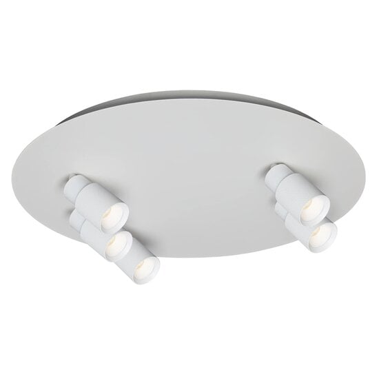 Fantasia Nysal plafondspot 5-lichts wit aluminium, dimbaar en kantelbaar, GU10 fitting (lamp niet inbegrepen), 45 x 45 cm