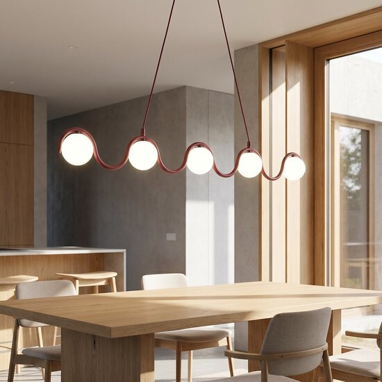 Emibig Emibig SINUS 5 BURGUNDY - Moderne hanglamp voor sfeervolle verlichting