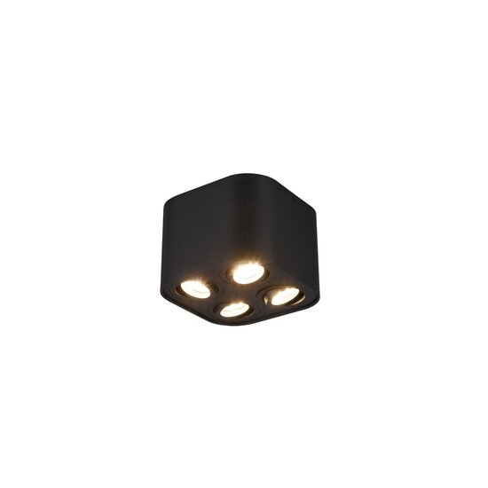 Trio Lighting Richtbare ronde mat zwart quartet plafondspot 4xGU10 - Perfecte verlichting voor elke ruimte