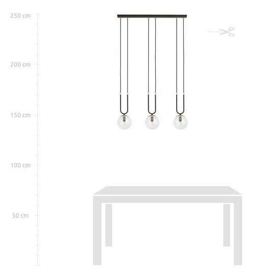 Emibig Emibig Aarhus 3 Lampe schwarz mit transparentem Glas E14 lange Hängelampe 70 cm Breite - Ideale Beleuchtung für Ihr Zuhause