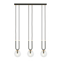 Emibig Emibig Aarhus 3 lámpara negra con vidrio transparente E14 lámpara colgante larga 70 cm de ancho - Ideal para una iluminación elegante en tu hogar