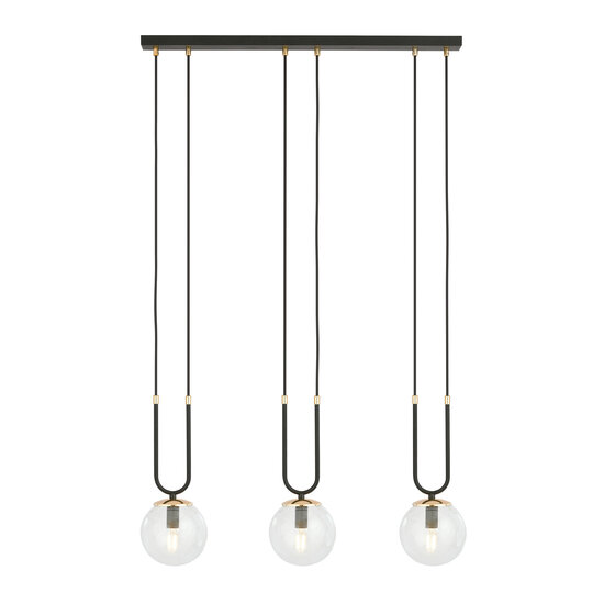 Emibig Emibig Aarhus 3 Lampe schwarz mit transparentem Glas E14 lange Hängelampe 70 cm Breite - Ideale Beleuchtung für Ihr Zuhause