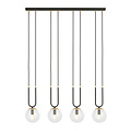 Emibig Emibig Aarhus 4 lámpara negra con vidrio transparente E14 gran lámpara colgante 92 cm de ancho - Ideal para interiores modernos