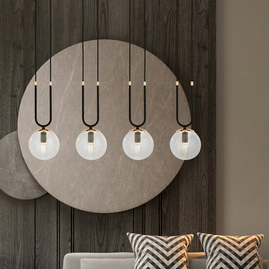 Emibig Emibig Aarhus 4 lamp black with transparent glass E14 large hanging lamp 92 cm width - Ideal for modern interiors