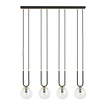 Emibig Emibig Aarhus 4 lámpara negra con vidrio transparente E14 gran lámpara colgante 92 cm de ancho - Ideal para interiores modernos