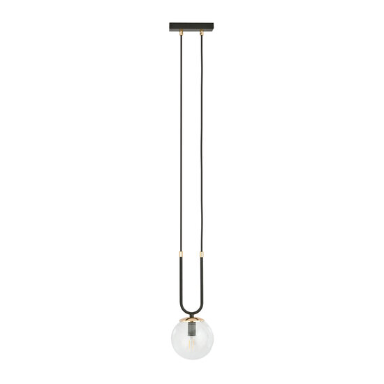 Emibig Emibig Aarhus 1 Lampe schwarz mit transparentem Glas E14 Hängelampe 15 cm Durchmesser - Ideale Beleuchtung für moderne Innenräume