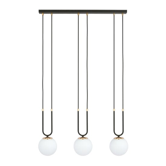 Emibig Emibig Aarhus 3-flammige E14-Hängelampe in Schwarz und Opal, 70 cm breit - Ideal für stilvolle Beleuchtung in Ihrem Zuhause