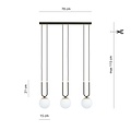 Emibig Emibig Aarhus 3 lamp E14 long hanging lamp black and opal 70 cm width - Ideal for stylish lighting in your home