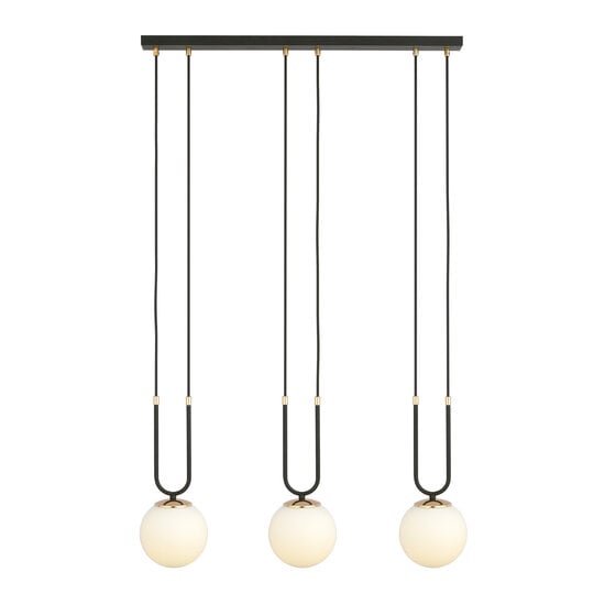 Emibig Emibig Aarhus 3-flammige E14-Hängelampe in Schwarz und Opal, 70 cm breit - Ideal für stilvolle Beleuchtung in Ihrem Zuhause