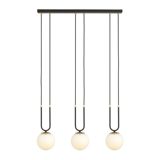 Emibig Emibig Aarhus 3 lamp E14 suspension longue noire et opale 70 cm de largeur - Idéale pour un éclairage élégant dans votre intérieur