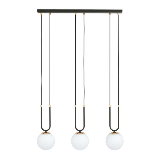 Emibig Emibig Aarhus 3 lámpara E14 colgante larga negra y opal 70 cm de ancho - Ideal para una iluminación elegante en su hogar