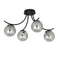Emibig Emibig Kopenhagen gerookt glas plafondlamp zwart met 4 glazen bollen - Perfect voor een strak interieur