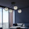Emibig Emibig Lámpara de techo de vidrio ahumado Copenhague negra con 4 bolas de vidrio - Ideal para interiores modernos