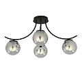 Emibig Emibig Lampe de plafond en verre fumé Copenhague noire avec 4 boules en verre - Idéale pour les intérieurs modernes