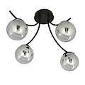 Emibig Emibig Lámpara de techo de vidrio ahumado Copenhague negra con 4 bolas de vidrio - Ideal para interiores modernos