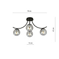 Emibig Emibig Kopenhagen gerookt glas plafondlamp zwart met 4 glazen bollen - Perfect voor een strak interieur