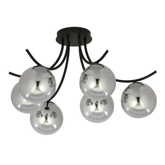 Emibig Emibig Copenhagen black ceiling lamp with smoked bulbs glass E14 - Ideal lighting for your living room
