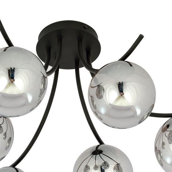 Emibig Emibig Schwarze Deckenleuchte Copenhagen mit rauchfarbenen Glühbirnen aus Glas E14 - Ideale Beleuchtung für Ihr Wohnzimmer