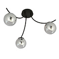 Emibig Emibig Copenhagen ceiling lamp black with 3 smoked glass balls - Ideal lighting for a modern interior