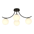 Emibig Emibig Kopenhagen zwarte plafondlamp zwart met 4 witte glazen bollen - Perfect voor moderne interieurs