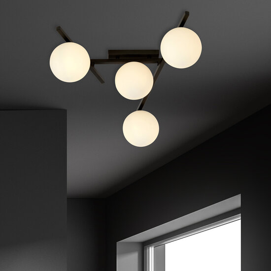 Emibig Emibig Lámpara de techo de vidrio blanco y metal con 4x E14 - Ideal para un diseño escandinavo en tu hogar