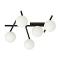 Emibig Emibig Mooie zwarte plafondlamp met 5 witte bollen E14 - Perfect voor moderne interieurs