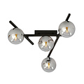 Emibig Emibig Lámpara de techo de metal y vidrio con 4 esferas de vidrio ahumado - La atmósfera perfecta para cualquier habitación